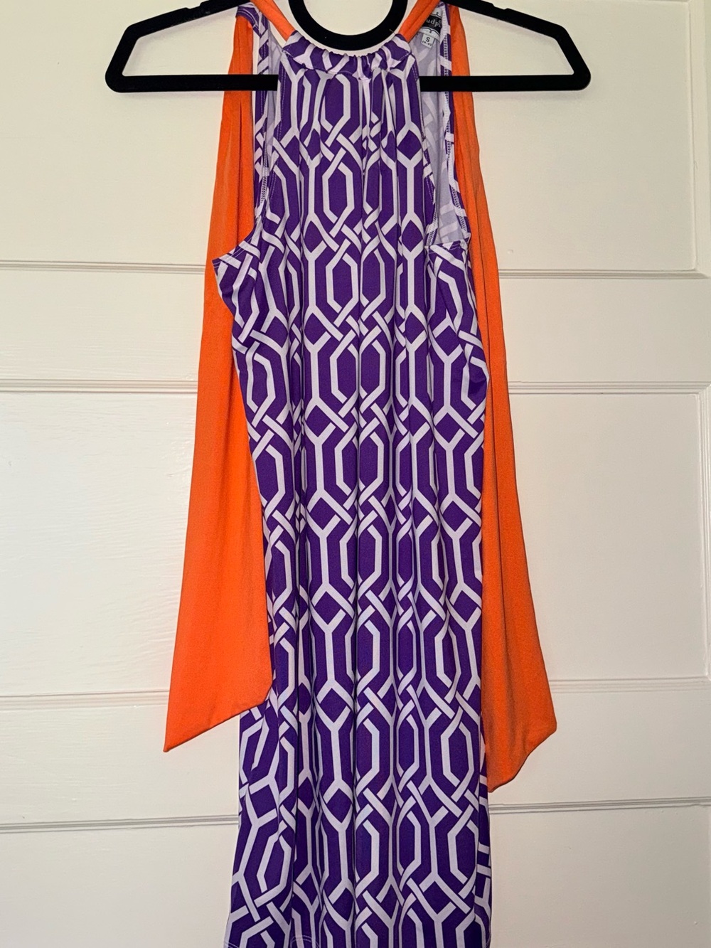 Mud Pie Clemson Purple and Orange Game-day Halter Dress with Tie Back
